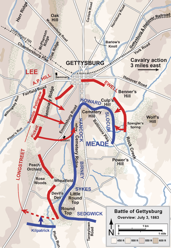 Gettysburg Battle Map July 3, 1863