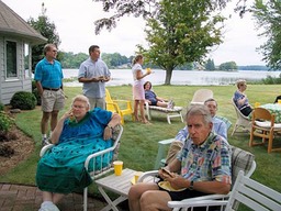 Lunch and relaxation at Nan Harrison's lakeside home
