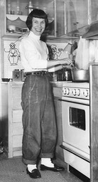1956 - Mary Carmel in her mobile home in Cheyenne WY 