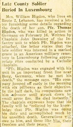 undated newspaper clipping, initial interrment